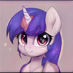 Size: 1024x1024 | Tagged: safe, artist:thisponydoesnotexist, imported from derpibooru, pony, unicorn, ai content, ai generated, artificial intelligence, female, generator:thisponydoesnotexist, neural network, simple background, solo