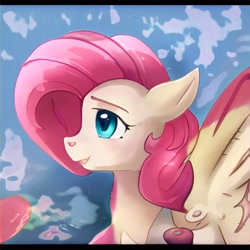 Size: 1024x1024 | Tagged: safe, artist:thisponydoesnotexist, imported from derpibooru, oc, oc only, pony, ai content, ai generated, artificial intelligence, bust, female, generator:thisponydoesnotexist, mare, neural network, not fluttershy, portrait, side view, simple background, solo