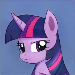 Size: 1024x1024 | Tagged: safe, artist:thisponydoesnotexist, imported from derpibooru, twilight sparkle, pony, accidentally a canon character, ai content, ai generated, female, generator:thisponydoesnotexist, neural network, not twilight sparkle, solo, unamused