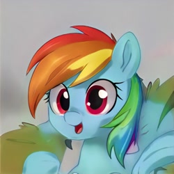 Size: 1024x1024 | Tagged: safe, artist:thisponydoesnotexist, imported from derpibooru, rainbow dash, pony, accidentally a canon character, ai content, ai generated, female, generator:thisponydoesnotexist, neural network, not rainbow dash, solo