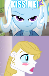 Size: 800x1248 | Tagged: safe, edit, edited screencap, imported from derpibooru, screencap, prince blueblood, trixie, equestria girls, bluetrix, equestria girls-ified, female, male, shipping, shipping domino, straight, surprised blueblood