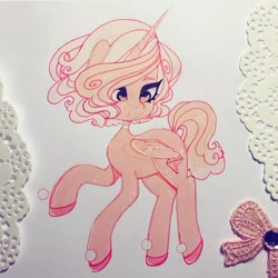 Size: 720x719 | Tagged: safe, artist:dollbunnie, imported from derpibooru, alicorn, pony, clothes, crossover, eyebrows, eyelashes, female, pink diamond (steven universe), ponified, shoes, solo, steven universe