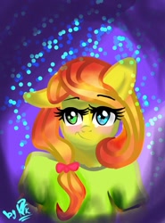 Size: 800x1080 | Tagged: safe, artist:kiwwsplash, imported from derpibooru, oc, oc only, anthro, earth pony, abstract background, blushing, bust, clothes, earth pony oc, eyelashes, signature, smiling, solo