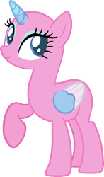 Size: 973x1660 | Tagged: safe, artist:pegasski, imported from derpibooru, oc, oc only, alicorn, pony, applejack's "day" off, alicorn oc, bald, base, eyelashes, eyes closed, horn, open mouth, raised hoof, simple background, smiling, solo, transparent background, two toned wings, wings