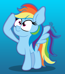 Size: 1400x1607 | Tagged: safe, artist:puperhamster, imported from derpibooru, rainbow dash, pegasus, pony, female, salute, simple background, solo