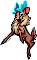 Size: 672x1080 | Tagged: safe, artist:mane6, imported from derpibooru, velvet reindeer, deer, reindeer, them's fightin' herds, antlers, blue eyes, chest fluff, cloven hooves, community related, female, in air, neck fluff, no pupils, official, open mouth, simple background, smiling, solo, transparent background, velvet (tfh)