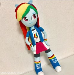 Size: 720x722 | Tagged: safe, artist:codomodus__sylvain, artist:kne, imported from derpibooru, rainbow dash, equestria girls, child artwork, clay, doll, figure, irl, photo, pony ears, solo, toy