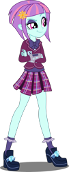 Size: 2021x5000 | Tagged: safe, artist:xebck, imported from derpibooru, sunny flare, human, equestria girls, friendship games, absurd resolution, bowtie, clothes, crossed arms, crystal prep academy, crystal prep academy uniform, crystal prep shadowbolts, eyebrows, eyeshadow, female, high res, makeup, pleated skirt, raised eyebrow, school uniform, shadow, simple background, skirt, smiling, smirk, solo, transparent background, vector