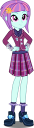 Size: 1440x5316 | Tagged: dead source, safe, artist:xebck, edit, editor:slayerbvc, imported from derpibooru, vector edit, sunny flare, equestria girls, friendship games, absurd resolution, bowtie, clothes, crystal prep academy, crystal prep academy uniform, crystal prep shadowbolts, female, hand on hip, no makeup edit, pleated skirt, school uniform, simple background, skirt, solo, transparent background, vector, wristband