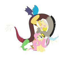 Size: 996x799 | Tagged: safe, imported from derpibooru, discord, fluttershy, friends, simple background, white background