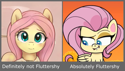 Size: 1289x737 | Tagged: safe, artist:thisponydoesnotexist, imported from derpibooru, screencap, fluttershy, pony, my little pony: pony life, ai content, ai generated, g4.5, generator:thisponydoesnotexist, lip bite, neural network, op is a duck