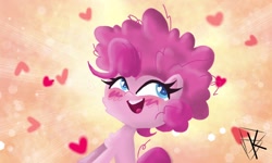 Size: 800x480 | Tagged: safe, artist:katrin, imported from derpibooru, pinkie pie, earth pony, pony, my little pony: pony life, cute, diapinkes, female, g4.5, heart, heart eyes, mare, signature, smiling, solo, wingding eyes