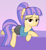Size: 2452x2662 | Tagged: safe, artist:chomakony, imported from derpibooru, oc, oc only, oc:tailma, earth pony, pony, bed, bedroom eyes, clothes, crossed hooves, ear piercing, earring, earth pony oc, female, gradient background, jewelry, lidded eyes, looking at you, lying down, mare, piercing, ponytail, shirt, shorts, show accurate, simple background, smiling, solo