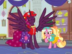 Size: 1440x1080 | Tagged: safe, artist:徐詩珮, imported from derpibooru, fizzlepop berrytwist, luster dawn, tempest shadow, alicorn, pony, series:sprglitemplight diary, series:sprglitemplight life jacket days, series:springshadowdrops diary, series:springshadowdrops life jacket days, alicornified, alternate universe, base used, cute, everest (paw patrol), marshall (paw patrol), older, older tempest shadow, paw patrol, race swap, tempestbetes, tempesticorn