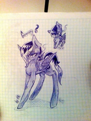 Size: 768x1024 | Tagged: safe, artist:kiwwsplash, imported from derpibooru, oc, oc only, pegasus, pony, chibi, duo, graph paper, pegasus oc, sombra eyes, text, traditional art, wings