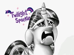 Size: 1024x768 | Tagged: safe, artist:zebra10045, imported from derpibooru, twilight sparkle, alicorn, pony, my little pony: the movie, black and white, faic, female, floppy ears, folded wings, grayscale, mare, monochrome, scene interpretation, solo, twilight sparkle (alicorn), wings