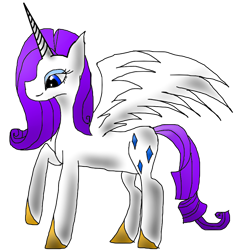 Size: 1000x1000 | Tagged: safe, artist:xx-stripedfur-xx, imported from derpibooru, rarity, alicorn, pony, alicornified, female, race swap, raricorn, solo