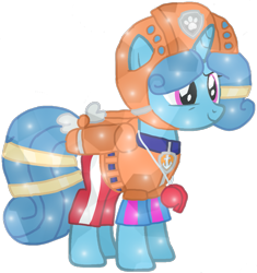 Size: 1015x1080 | Tagged: safe, artist:徐詩珮, imported from derpibooru, spring rain, crystal pony, pony, unicorn, series:sprglitemplight diary, series:sprglitemplight life jacket days, series:springshadowdrops diary, series:springshadowdrops life jacket days, alternate universe, clothes, crystallized, cute, female, helmet, lifeguard, lifeguard spring rain, mare, paw patrol, paw prints, simple background, smiling, solo, transparent background, whistle, zuma (paw patrol)