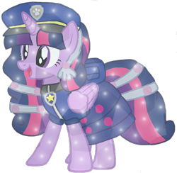 Size: 1060x1035 | Tagged: safe, artist:徐詩珮, imported from derpibooru, twilight sparkle, alicorn, crystal pony, pony, series:sprglitemplight diary, series:sprglitemplight life jacket days, series:springshadowdrops diary, series:springshadowdrops life jacket days, alternate universe, base used, chase (paw patrol), clothes, crystallized, cute, dress, eyelashes, female, hat, mare, open mouth, paw patrol, paw prints, simple background, smiling, solo, transparent background, twilight sparkle (alicorn)