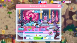 Size: 1280x720 | Tagged: safe, imported from derpibooru, screencap, princess eris, stygian, trixie, pony, unicorn, female, game screencap, gameloft, mare, the dark horse, the great and powerful roxy