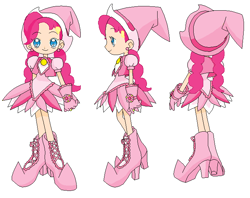 Size: 706x558 | Tagged: safe, artist:royaleanimequeen, imported from derpibooru, pinkie pie, human, equestria girls, anime, boots, clothes, crossover, doremi, doremi harukaze, dorie goodwyn, ear piercing, earring, gloves, hat, humanized, jewelry, magical doremi, magical girl, ojamajo doremi, piercing, shoes, witch, witch apprentice, witch costume, witch hat