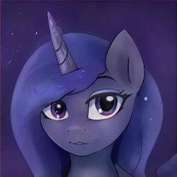 Size: 1024x1024 | Tagged: safe, artist:thisponydoesnotexist, imported from derpibooru, pony, ai content, ai generated, bust, generator:thisponydoesnotexist, looking at you, neural network, not luna, portrait, solo