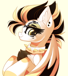 Size: 2880x3209 | Tagged: safe, artist:airiniblock, imported from derpibooru, oc, oc only, pegasus, pony, collar, commission, cute, ear piercing, pegasus oc, piercing, rcf community, solo, spiked collar, wings