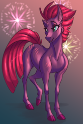 Size: 3000x4500 | Tagged: safe, artist:faline-art, imported from derpibooru, fizzlepop berrytwist, tempest shadow, pony, unicorn, blank flank, broken horn, cloven hooves, female, horn, scar, solo