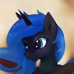 Size: 1024x1024 | Tagged: safe, artist:thisponydoesnotexist, imported from derpibooru, oc, alicorn, pony, ai content, ai generated, bust, generator:thisponydoesnotexist, neural network, not luna, parent:princess luna, portrait, solo