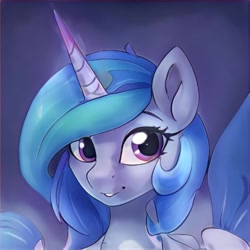 Size: 1024x1024 | Tagged: safe, artist:thisponydoesnotexist, imported from derpibooru, alicorn, pony, ai content, ai generated, bust, female, generator:thisponydoesnotexist, horn, long horn, neural network, not luna, solo