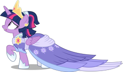 Size: 10000x5883 | Tagged: safe, artist:chrzanek97, imported from derpibooru, twilight sparkle, alicorn, pony, the last problem, .svg available, absurd resolution, big crown thingy 2.0, big crown thingy 3.0, clothes, coronation dress, dress, female, inkscape, mare, second coronation dress, simple background, solo, transparent background, twilight sparkle (alicorn), vector