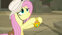 Size: 1920x1080 | Tagged: safe, imported from derpibooru, screencap, fluttershy, pony, daring doubt, cute, female, shyabetes, solo, truth talisman