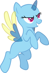 Size: 980x1466 | Tagged: safe, artist:pegasski, imported from derpibooru, oc, oc only, alicorn, pony, the ticket master, alicorn oc, bald, base, eyelashes, grin, horn, rearing, simple background, smiling, solo, transparent background, two toned wings, wings