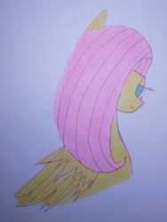 Size: 1536x2048 | Tagged: safe, artist:mii-chan, imported from derpibooru, fluttershy, hair over one eye, meta, traditional art