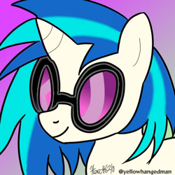 Size: 500x500 | Tagged: safe, artist:hexa＃6210, artist:yellowhangedman, imported from derpibooru, dj pon-3, vinyl scratch, digital art, pixiv, sunglasses