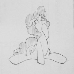 Size: 746x746 | Tagged: safe, artist:hatachibanana, imported from derpibooru, pinkie pie, pony, female, pencil drawing, sketch, solo, traditional art