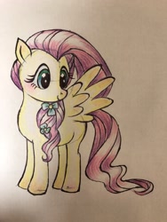 Size: 1536x2048 | Tagged: safe, artist:kanashiona, imported from derpibooru, fluttershy, pony, colored pencil drawing, female, solo, traditional art