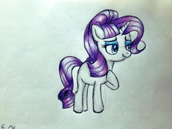 Size: 2048x1536 | Tagged: safe, artist:kanashiona, imported from derpibooru, rarity, pony, alternate hairstyle, colored pencil drawing, female, makeup, missing cutie mark, solo, traditional art