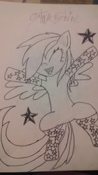 Size: 3264x1836 | Tagged: safe, artist:captain_lucky_day, imported from derpibooru, oc, oc:star shine, pegasus, clothes, requested art, socks, traditional art