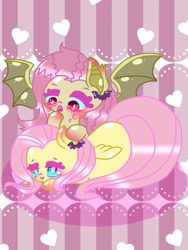 Size: 1536x2048 | Tagged: safe, artist:chocolate11451, imported from derpibooru, fluttershy, bat pony, bat ponified, cute, flutterbat, hairpin, race swap, red eyes, shyabetes