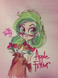 Size: 576x768 | Tagged: safe, artist:bunnyoxo, imported from derpibooru, apple fritter, human, apple family member, clothes, female, humanized, solo