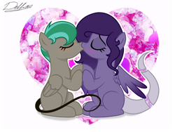 Size: 1024x768 | Tagged: safe, artist:delfinaluther, imported from derpibooru, oc, oc only, pegasus, pony, kissing, simple background, white background