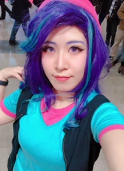 Size: 749x1032 | Tagged: safe, artist:nyakoppp, imported from derpibooru, starlight glimmer, human, equestria girls, comic con, convention:tokyocomiccon, irl, irl human, japan, photo, selfie, tokyo comic con