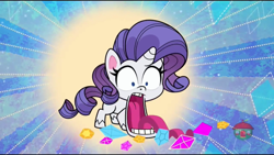 Size: 1280x720 | Tagged: safe, imported from derpibooru, screencap, rarity, pony, unicorn, discord's peak, my little pony: pony life, spoiler:pony life s01e14, female, g4.5, gem, jaw drop, mare, solo, wild take