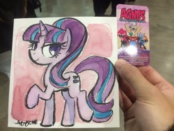 Size: 2048x1536 | Tagged: safe, artist:agnesgarbowska, imported from derpibooru, photographer:yamakenic, starlight glimmer, the cutie map, equal cutie mark, tokyo comic con, traditional art, watercolor painting