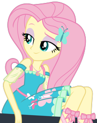 Size: 2097x2641 | Tagged: safe, artist:sketchmcreations, imported from derpibooru, fluttershy, equestria girls, equestria girls series, tip toppings, tip toppings: fluttershy, spoiler:choose your own ending (season 2), spoiler:eqg series (season 2), cute, female, geode of fauna, lidded eyes, magical geodes, shyabetes, sidewalk, simple background, sitting, smiling, solo, transparent background, vector