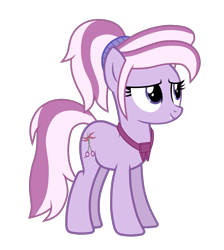 Size: 2652x2962 | Tagged: safe, artist:chomakony, imported from derpibooru, oc, oc only, oc:zoasie, earth pony, pony, earth pony oc, female, mare, ponytail, scissors, show accurate, simple background, smiling, solo, tail, transparent background