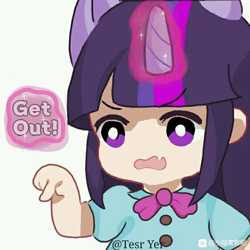 Size: 720x720 | Tagged: safe, imported from derpibooru, twilight sparkle, human, chibi, cute, female, horn, horned humanization, humanized, magic, simple background, solo, white background