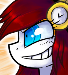 Size: 449x500 | Tagged: safe, artist:terror--bite, artist:the--cloudsmasher, artist:thecloudsmasher, imported from derpibooru, oc, oc:time pulse, pony, clock, digital art, female, grin, icon, mare, smiling, steampunk