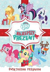 Size: 631x900 | Tagged: safe, imported from derpibooru, applejack, fluttershy, pinkie pie, rainbow dash, rarity, twilight sparkle, alicorn, earth pony, pegasus, pony, unicorn, best gift ever, antlers, candy, candy cane, dvd, food, mane six, polish, snow, snowflake, twilight sparkle (alicorn), wreath